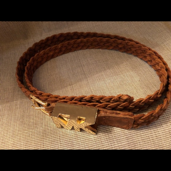 Brown leather braided Belt - Picture 3 of 3